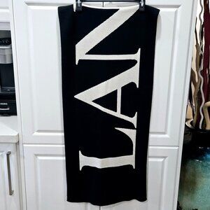 LANVIN Wool/Cashmere Intarsia-Knit Reversible Logo Scarf